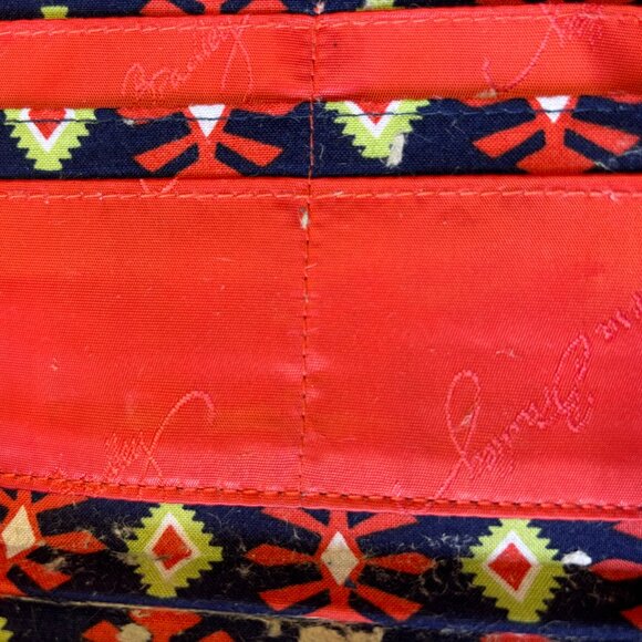 Vera Bradley Sunny Valley Crossbody Wallet Orange Navy Blue Quilted Bag - Picture 10 of 10